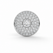 Triple halo natural diamond stud earrings in white gold with pavé setting and central diamond